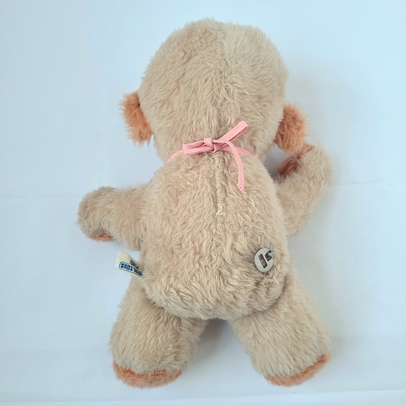 Vintage Wind Up Musical Monkey Plush Stuffed Toy Felt Bib Animal Toys Plus Retro - Picture 9 of 14